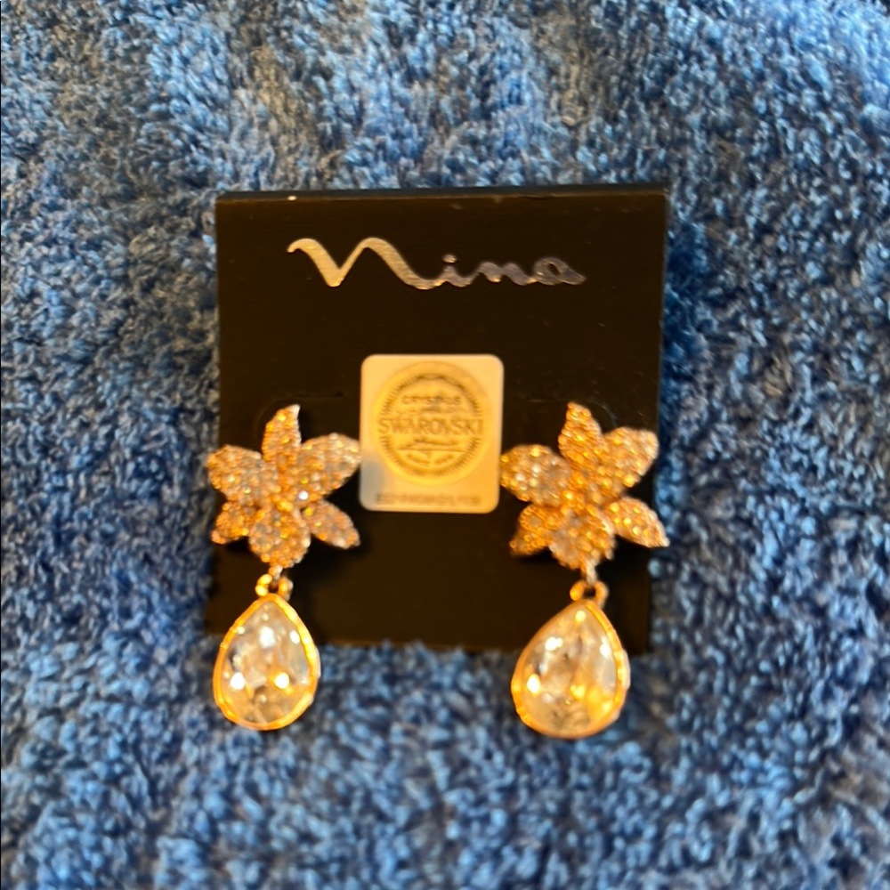 Nina Pink Floral Earrings with Teardrop Pendants  ROSE GOLD